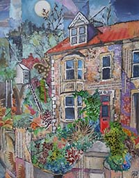 Mixed media piece by Amy Yates featuring a terraced house