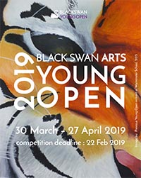 Young Open 2019 poster featuring work by a previous entrant with a tiger face