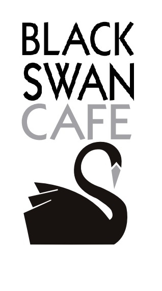 Black Swan Cafe logo featuring a black swan with a grey beak