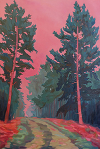 Painting by Claire Cansick of the arborealists, featuring trees