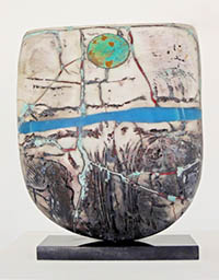 ceramic piece by Peter Hayes with a mother of pearl finish