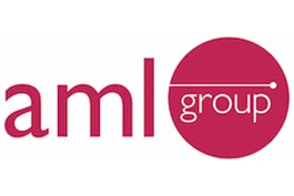 aml group logo- red text on white background 