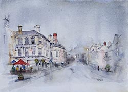 Watercolour painting featuring Frome town centre.